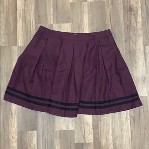 Burgundy with Black Stripe Pleated Skirt